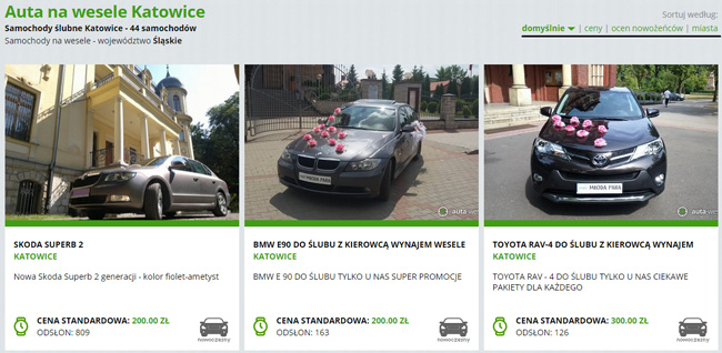 screen z bazy samochodów ślubnych portalu auta-wesele.pl 