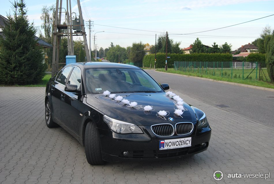 Samochód ślubny Pawłowice BMW E60 autawesele.pl
